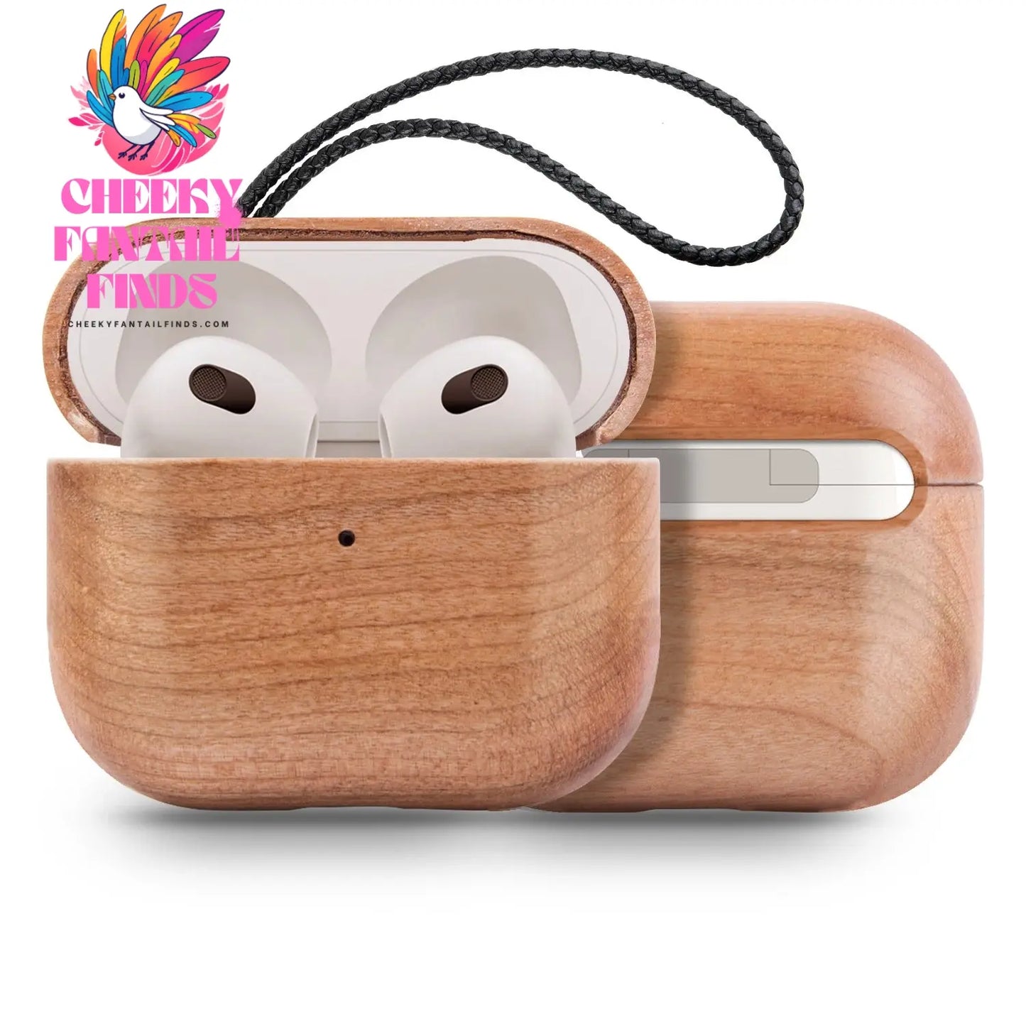 for Airpods Pro AirPods 3 2021 - Cover Case Protector Skin with Wireless Charging Case Made of Unique Wood for Airpods 1/2 Cheeky Fantail Finds