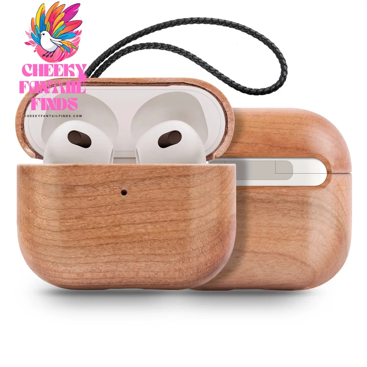 for Airpods Pro AirPods 3 2021 - Cover Case Protector Skin with Wireless Charging Case Made of Unique Wood for Airpods 1/2 Cheeky Fantail Finds