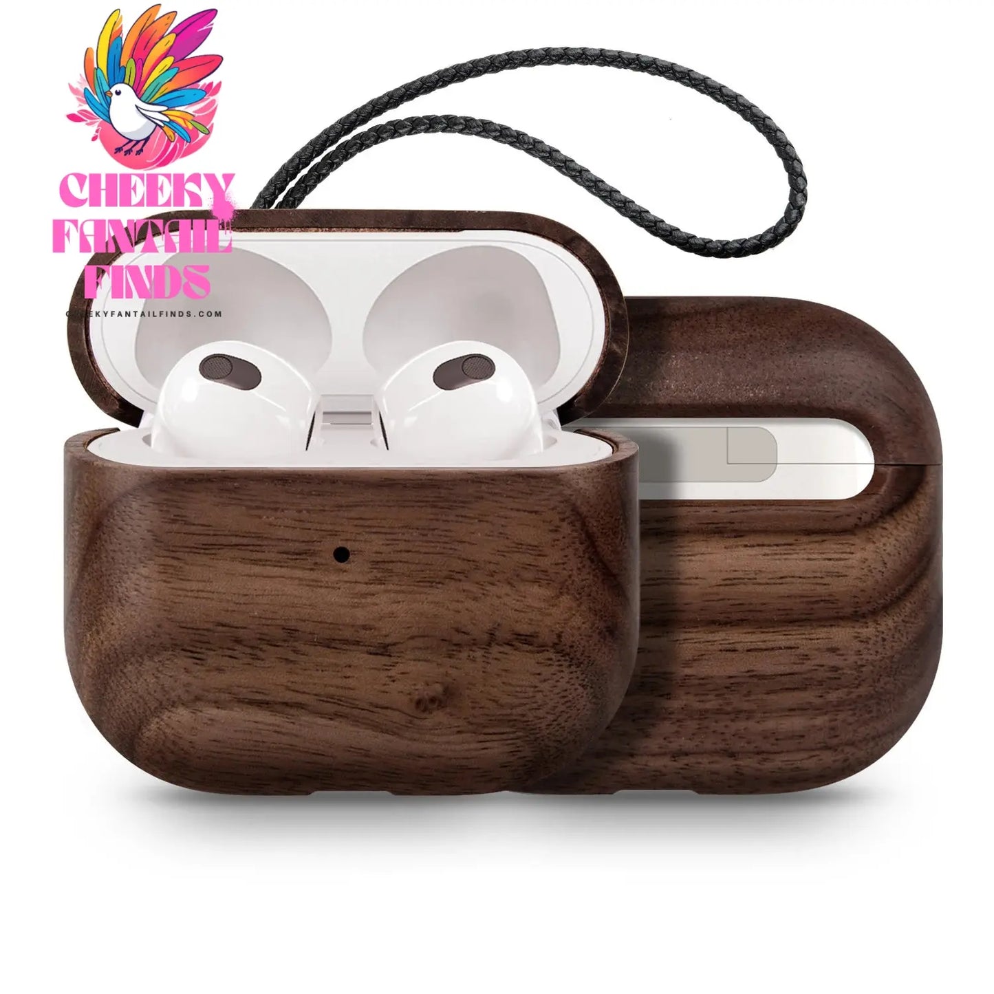 for Airpods Pro AirPods 3 2021 - Cover Case Protector Skin with Wireless Charging Case Made of Unique Wood for Airpods 1/2 Cheeky Fantail Finds