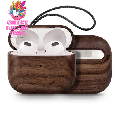 for Airpods Pro AirPods 3 2021 - Cover Case Protector Skin with Wireless Charging Case Made of Unique Wood for Airpods 1/2 Cheeky Fantail Finds