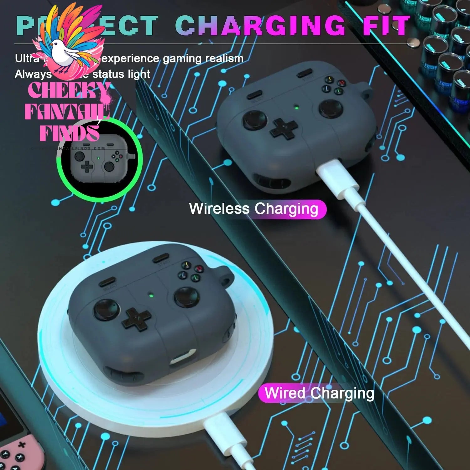 ﻿ for airpod 4 case 3D protector Game controller silicone earbuds case with cleaning pen for Woman for air pods pro 2 Case funda Cheeky Fantail Finds