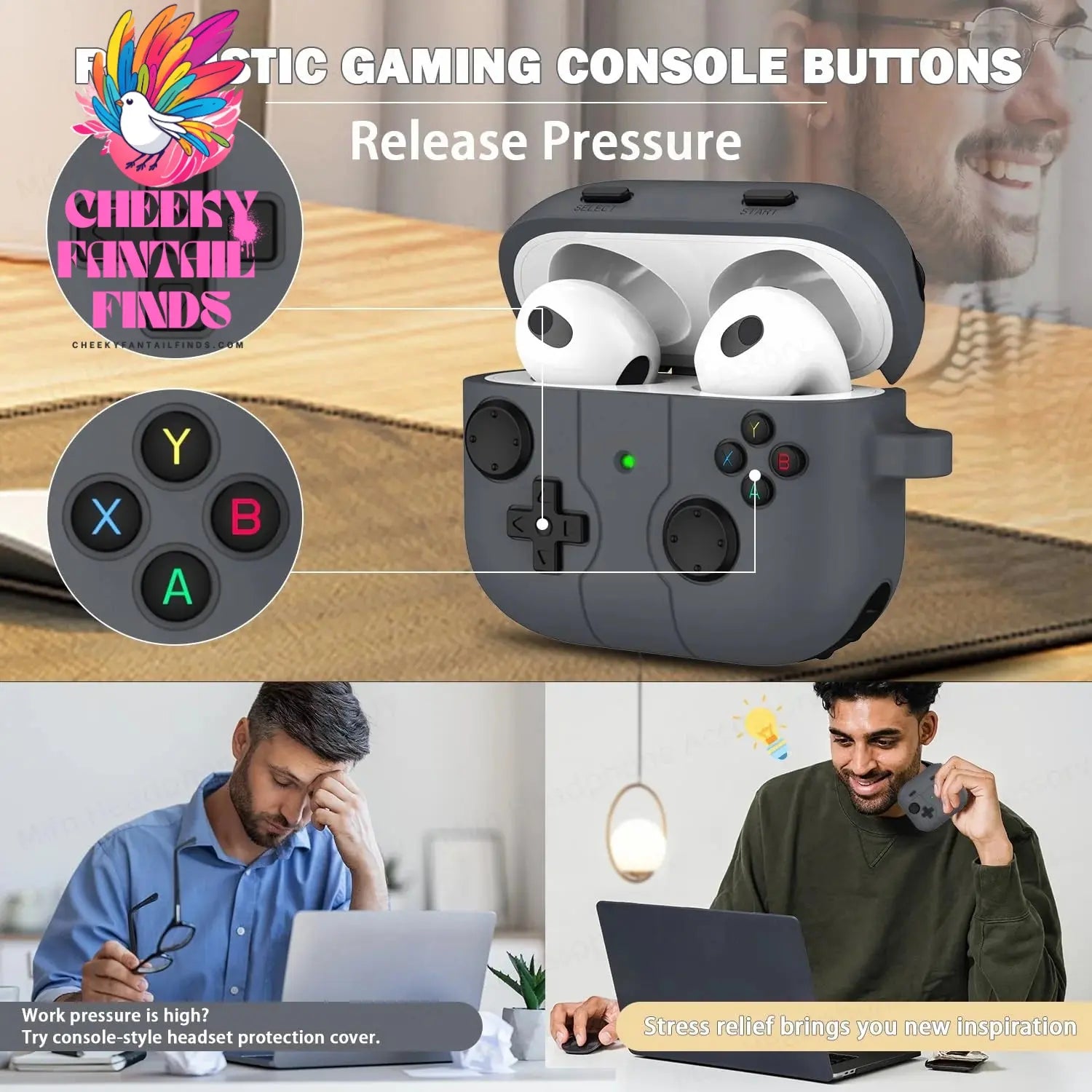 ﻿ for airpod 4 case 3D protector Game controller silicone earbuds case with cleaning pen for Woman for air pods pro 2 Case funda Cheeky Fantail Finds