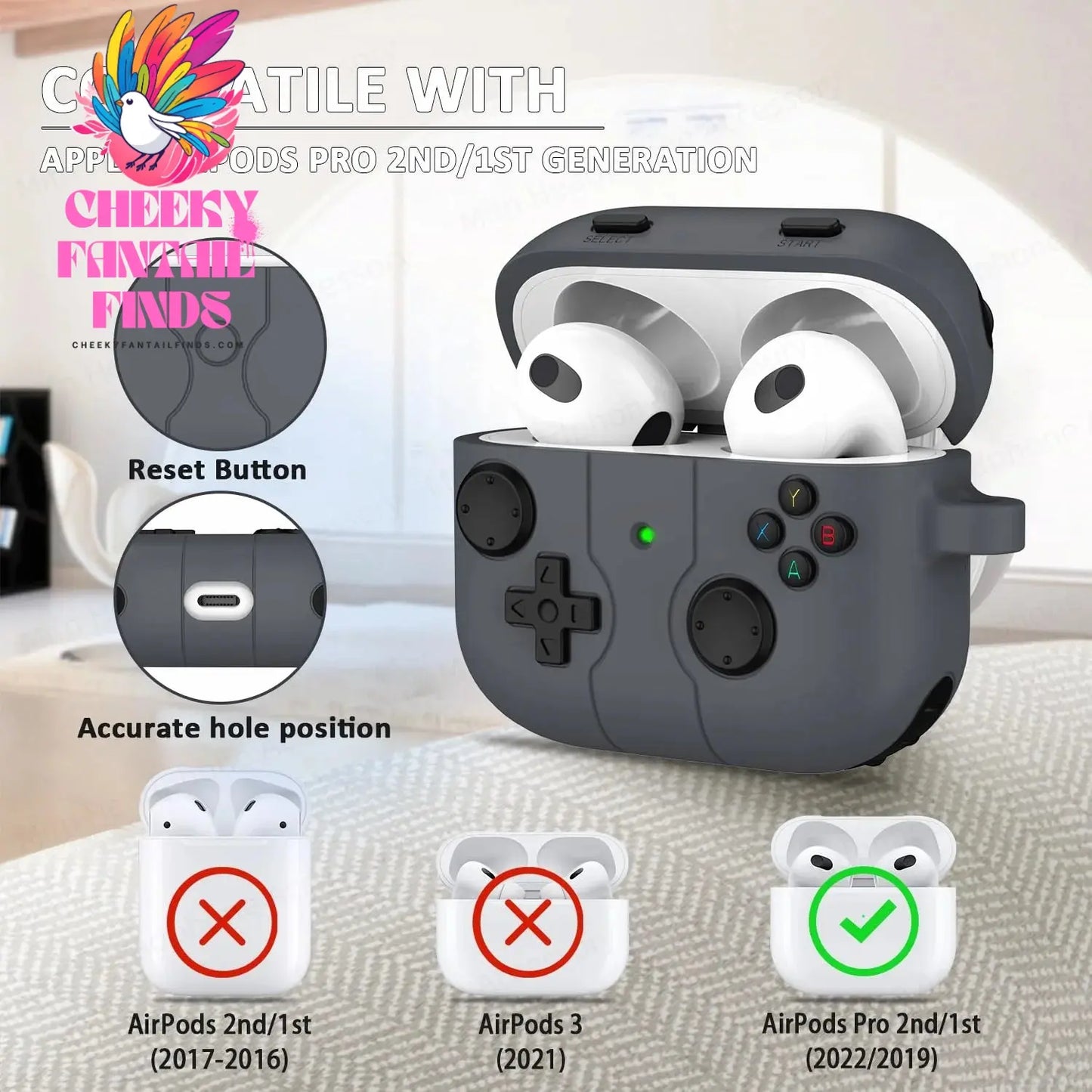 ﻿ for airpod 4 case 3D protector Game controller silicone earbuds case with cleaning pen for Woman for air pods pro 2 Case funda Cheeky Fantail Finds