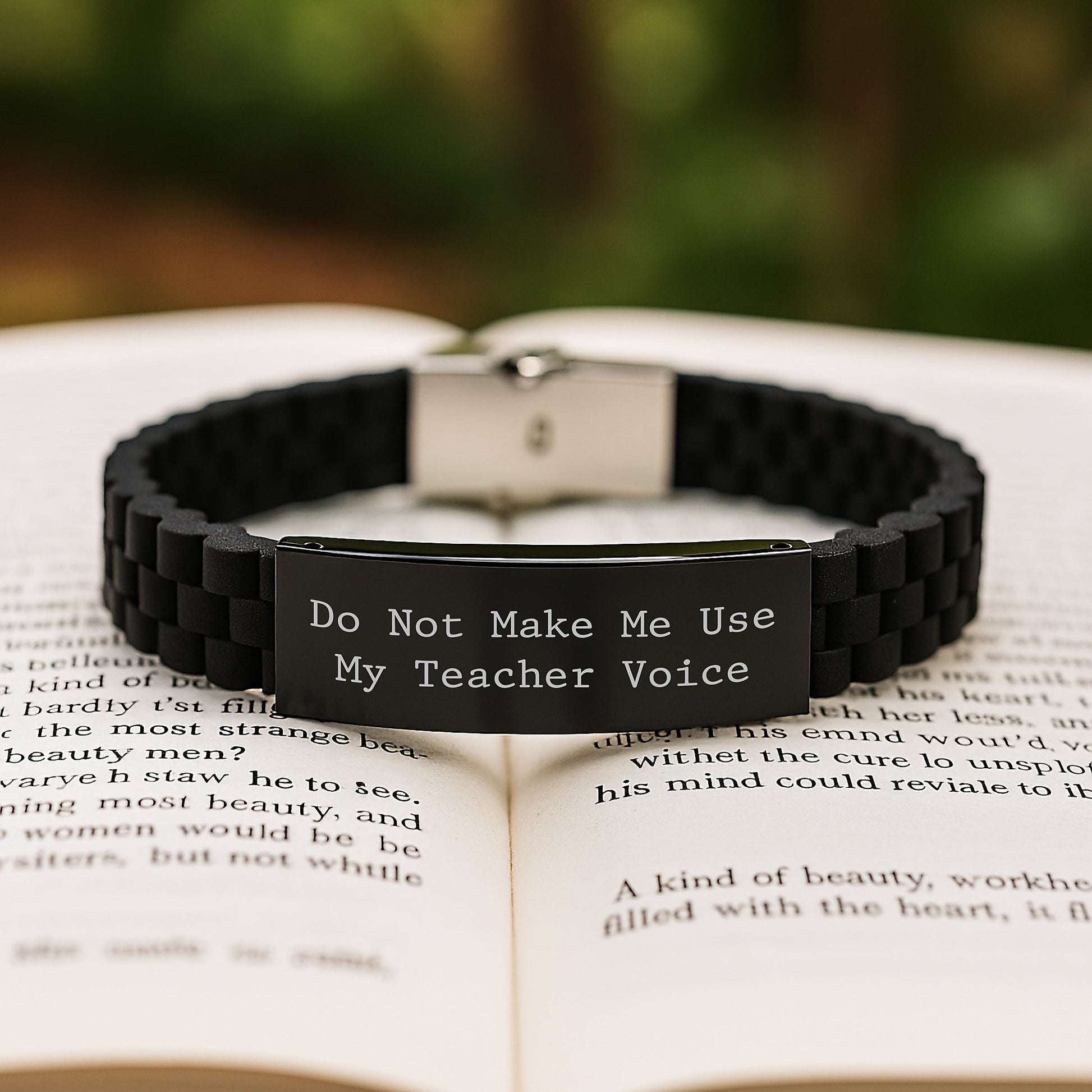 Teacher Humor Gifts from Friends - Do Not Make Me Use My Teacher Voice Glide lock Clasp Jewelry for Teacher Graduation Unique Gifts - Image 2
