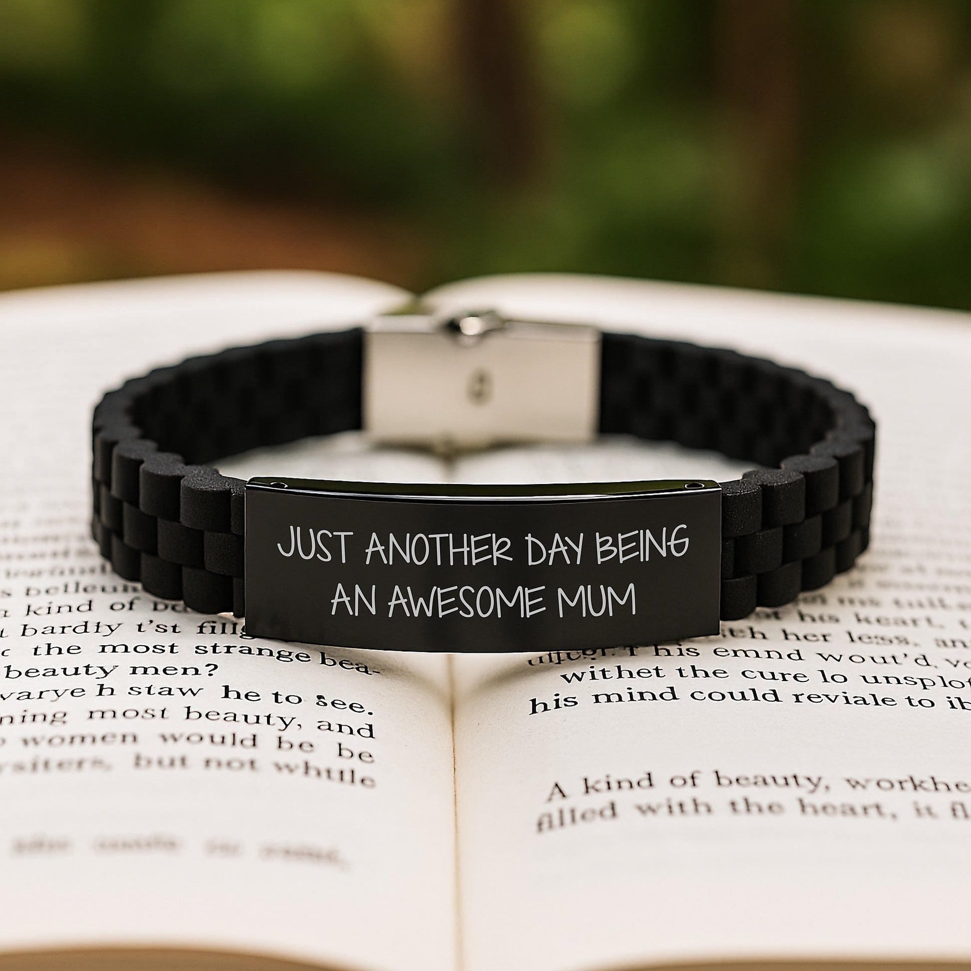 Funny Mum Gifts from Friends, Inspiring Mum's Graduation with 'Just Another Day Being An Awesome Mum' Quote, Glide lock Clasp Bracelet - Image 2