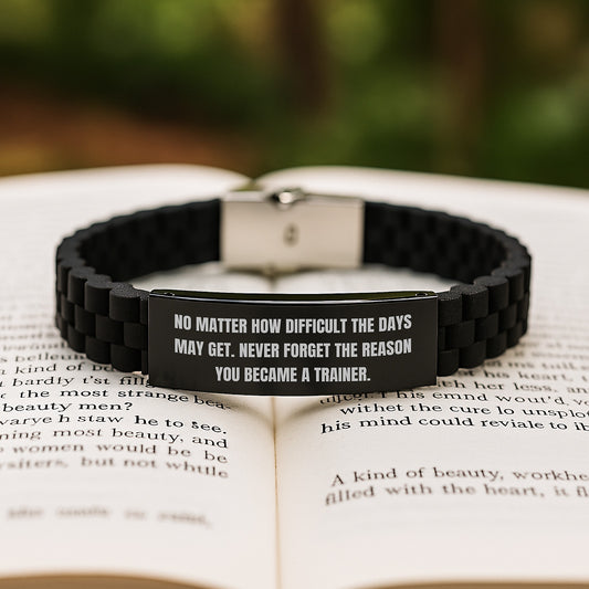 Trainer Inspirational Gifts from Friends for Graduation, Glide lock Clasp Bracelet No Matter How Difficult The Days May Get. - Image 2