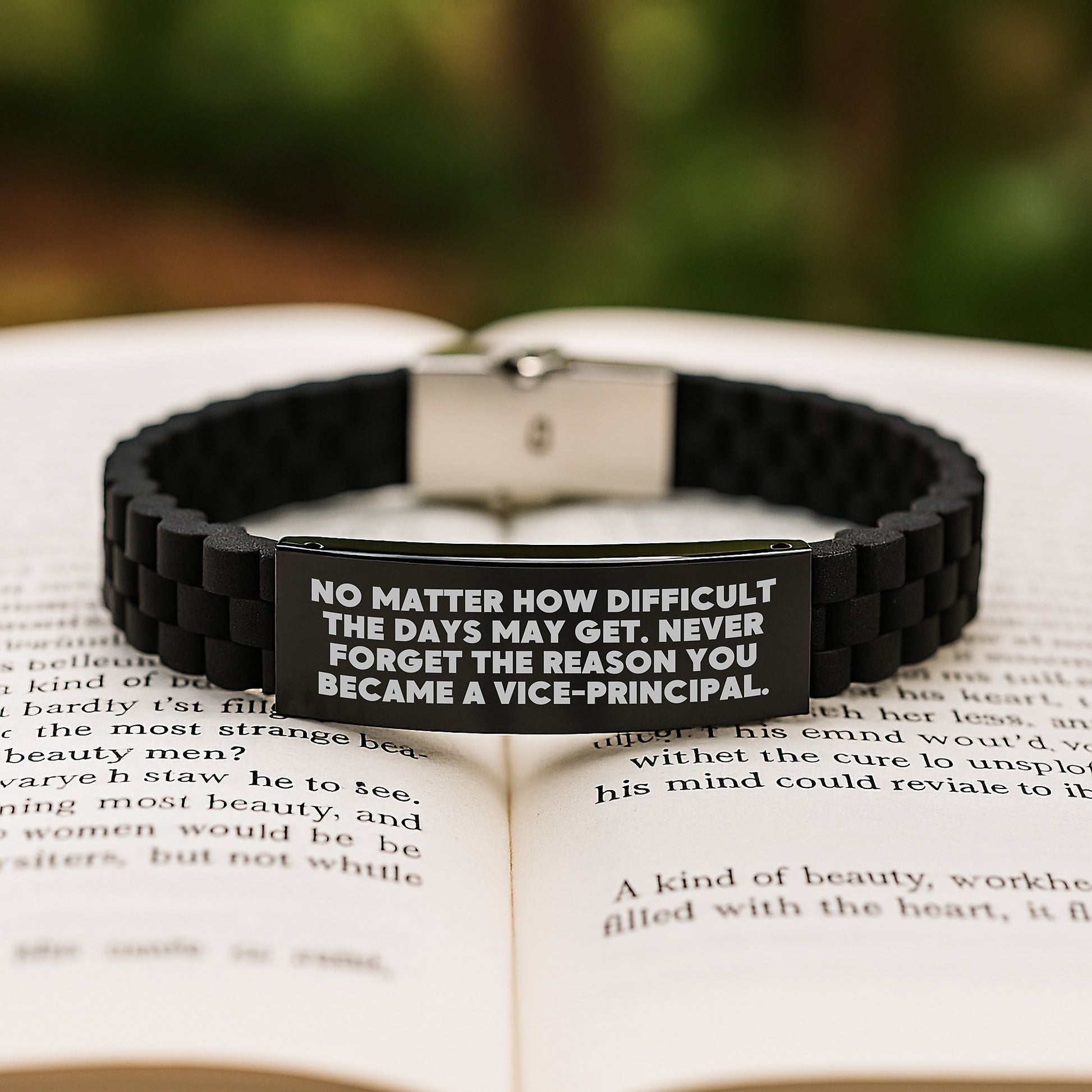 Inspiring Vice-Principal Gifts from Friends, Coworkers, or Family - Glide lock Clasp Black Stainless Steel Silicone Adjustable Graduation Unique Gifts - Image 2