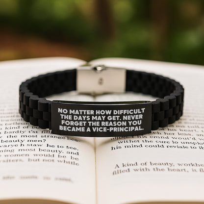 Inspiring Vice-Principal Gifts from Friends, Coworkers, or Family - Glide lock Clasp Black Stainless Steel Silicone Adjustable Graduation Unique Gifts - Image 2