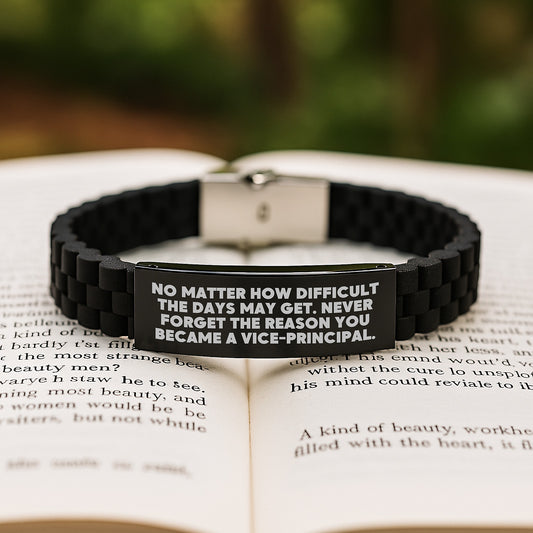 Inspiring Vice-Principal Gifts from Friends, Coworkers, or Family - Glide lock Clasp Black Stainless Steel Silicone Adjustable Graduation Unique Gifts - Image 2