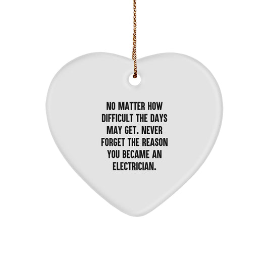 Electrician Heart Ornament Gifts from Friends - Never Forget the Reason You Became an Electrician, Inspirational Christmas Decoration for Electrician's Office or Home - Image 1