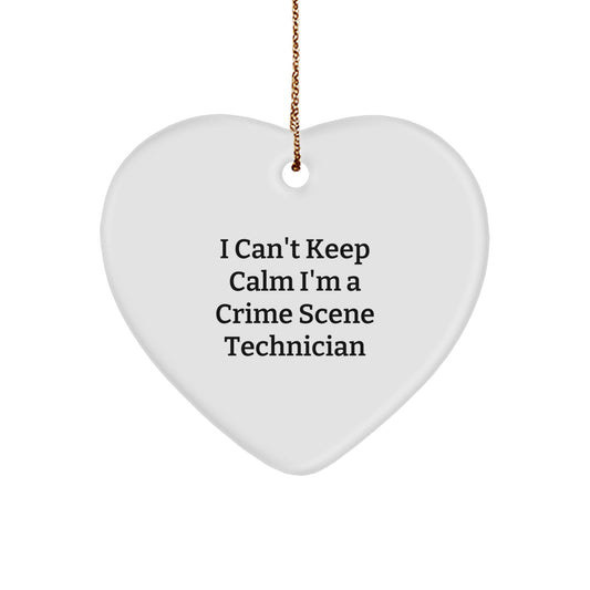 Crime Scene Technician Gifts from Friends - 'I Can't Keep Calm' Heart Ornament for Men or Women, Christmas Unique Gifts - Image 1