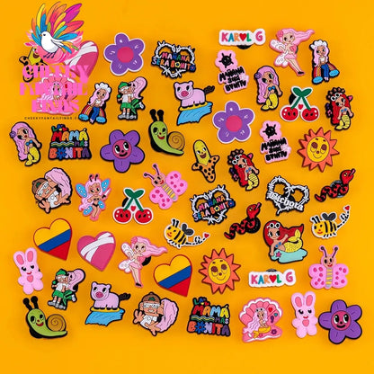 mix50pcs Karol G Clog Charms Mermaids Butterfly Snake Bee Shoe Clips Decorations Pins for Sneakers Heart Shoe Accessories Gift Cheeky Fantail Finds