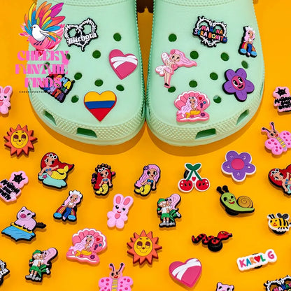 mix50pcs Karol G Clog Charms Mermaids Butterfly Snake Bee Shoe Clips Decorations Pins for Sneakers Heart Shoe Accessories Gift Cheeky Fantail Finds