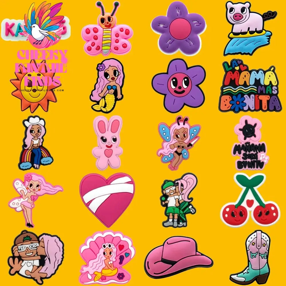mix50pcs Karol G Clog Charms Mermaids Butterfly Snake Bee Shoe Clips Decorations Pins for Sneakers Heart Shoe Accessories Gift Cheeky Fantail Finds