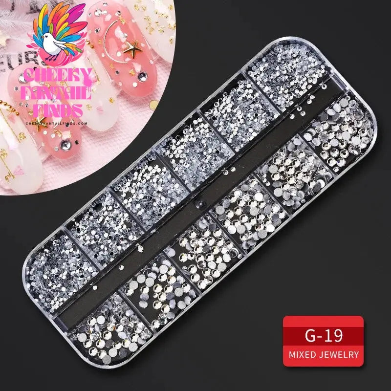 nail parts nail art glitter rhinestone Crystal gems jewelry Bead Manicure decoration accessories nail supplies for professionals Cheeky Fantail Finds