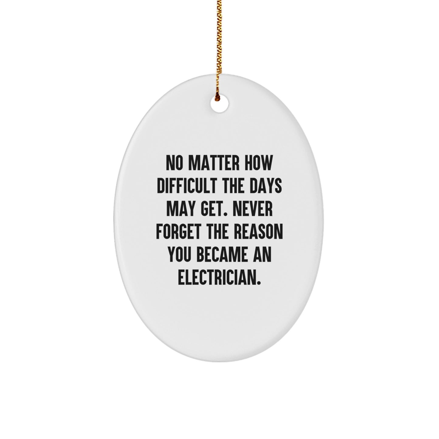 Inspirational Electrician Gifts from Friends for Electrician, Oval Ornament with Funny Quote on Christmas - Image 1