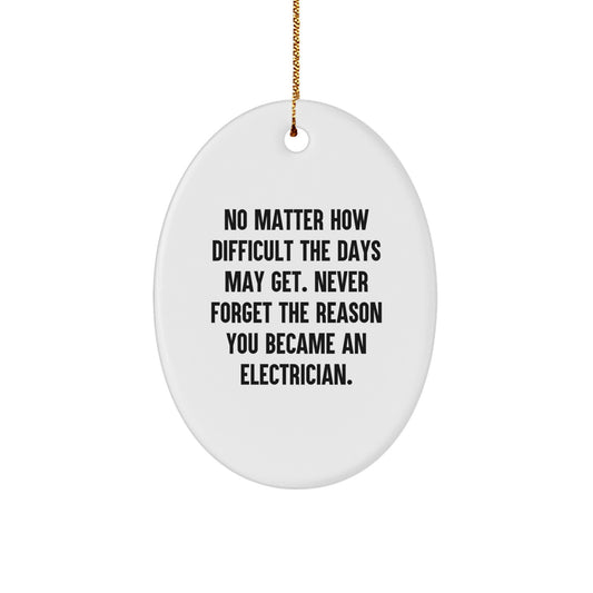 Inspirational Electrician Gifts from Friends for Electrician, Oval Ornament with Funny Quote on Christmas - Image 1