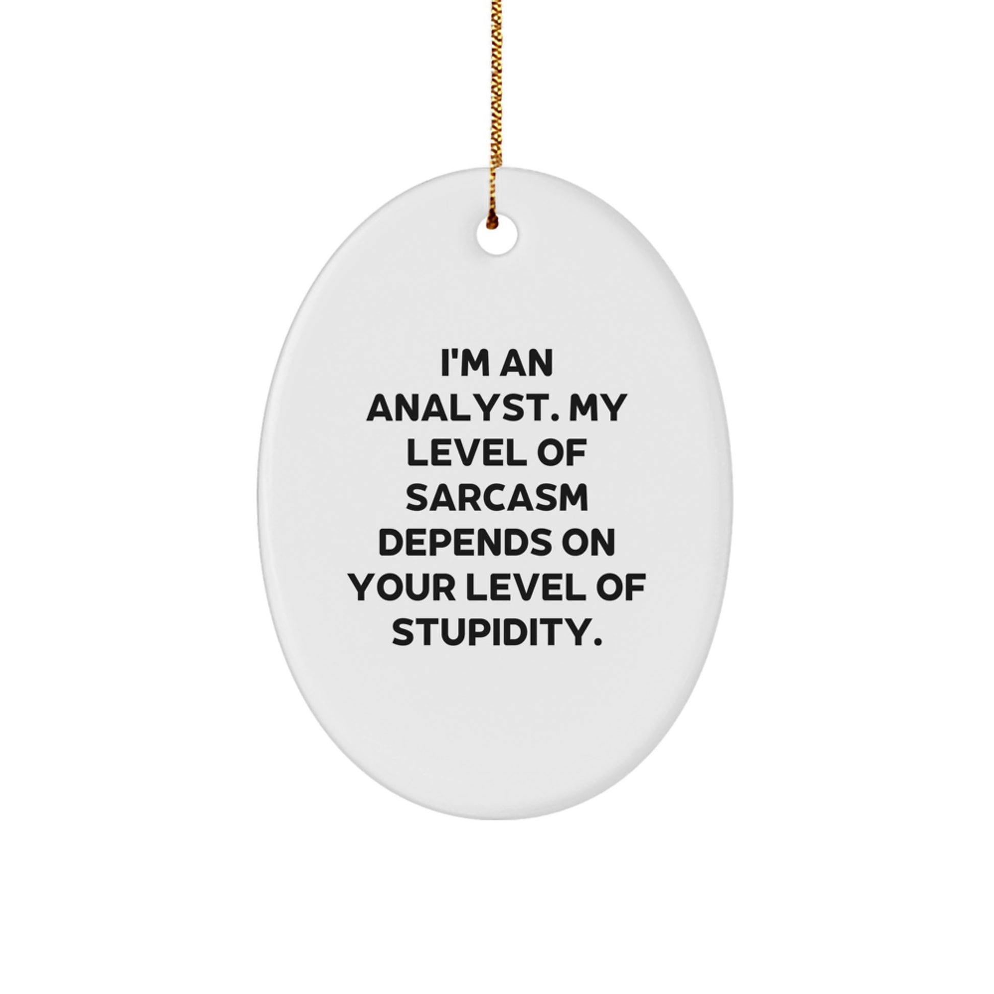 Funny Analyst Gifts from Friends for Christmas - Oval Ornament with Sarcasm Quote - Image 1