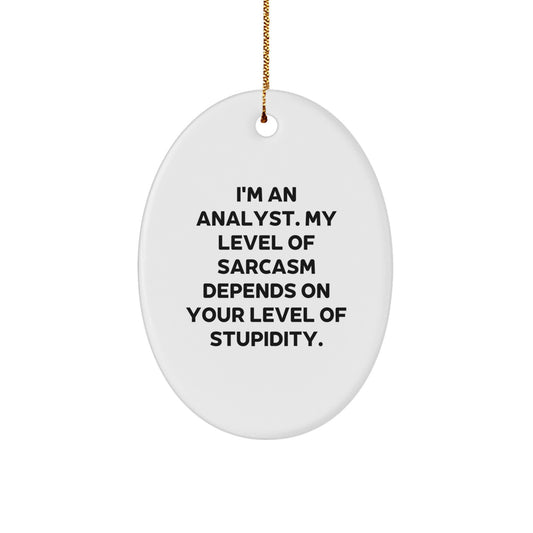 Funny Analyst Gifts from Friends for Christmas - Oval Ornament with Sarcasm Quote - Image 1