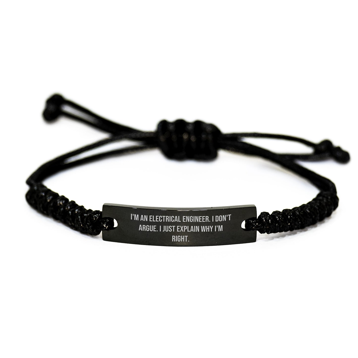 Funny Electrical Engineer Gifts, Rope Bracelet with Inspirational Quote for Graduation, Adjustable Men's Accessories from Friends, Coworkers or Family - Image 1
