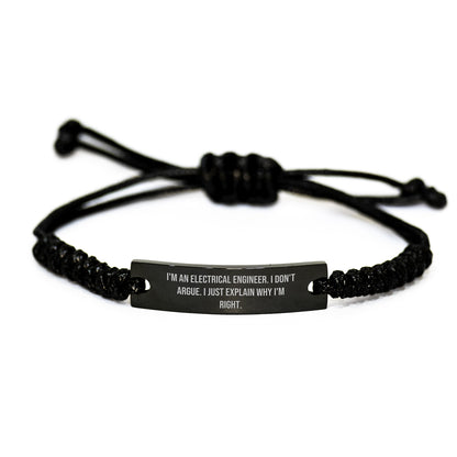 Funny Electrical Engineer Gifts, Rope Bracelet with Inspirational Quote for Graduation, Adjustable Men's Accessories from Friends, Coworkers or Family - Image 1