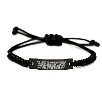 Vice-Principal Inspirational Gifts from Friends, Adjustable Rope Bracelet for Vice-Principal, Never Forget the Reason You Became a Vice-Principal, Unique Graduation Gifts - Image 1