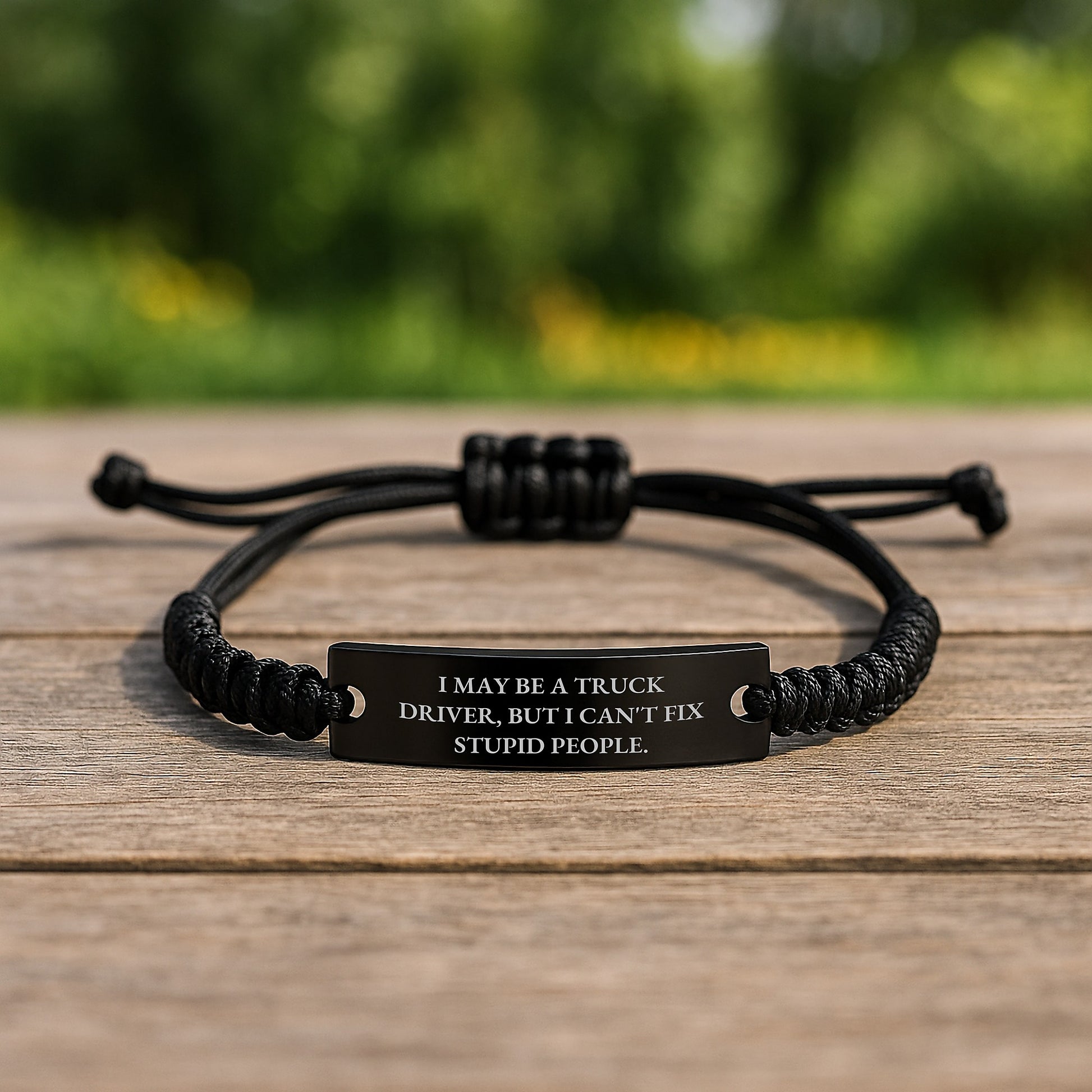 Funny Truck Driver Gifts from Friends for Graduation - Inspirational Rope Bracelet with Quote 'I May Be A Truck Driver, But', Adjustable Black Rope Jewelry - Image 2