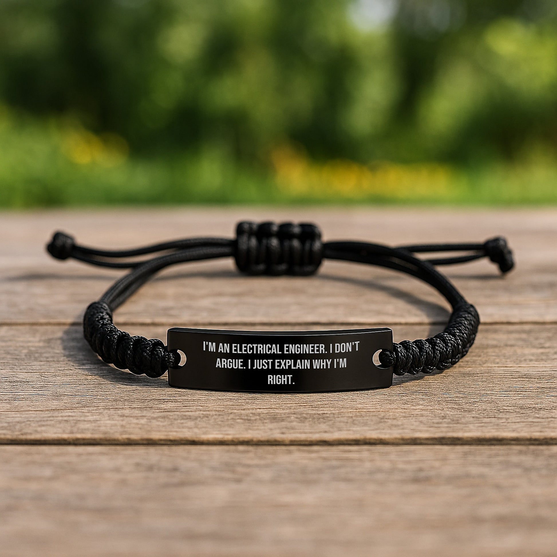 Funny Electrical Engineer Gifts, Rope Bracelet with Inspirational Quote for Graduation, Adjustable Men's Accessories from Friends, Coworkers or Family - Image 2