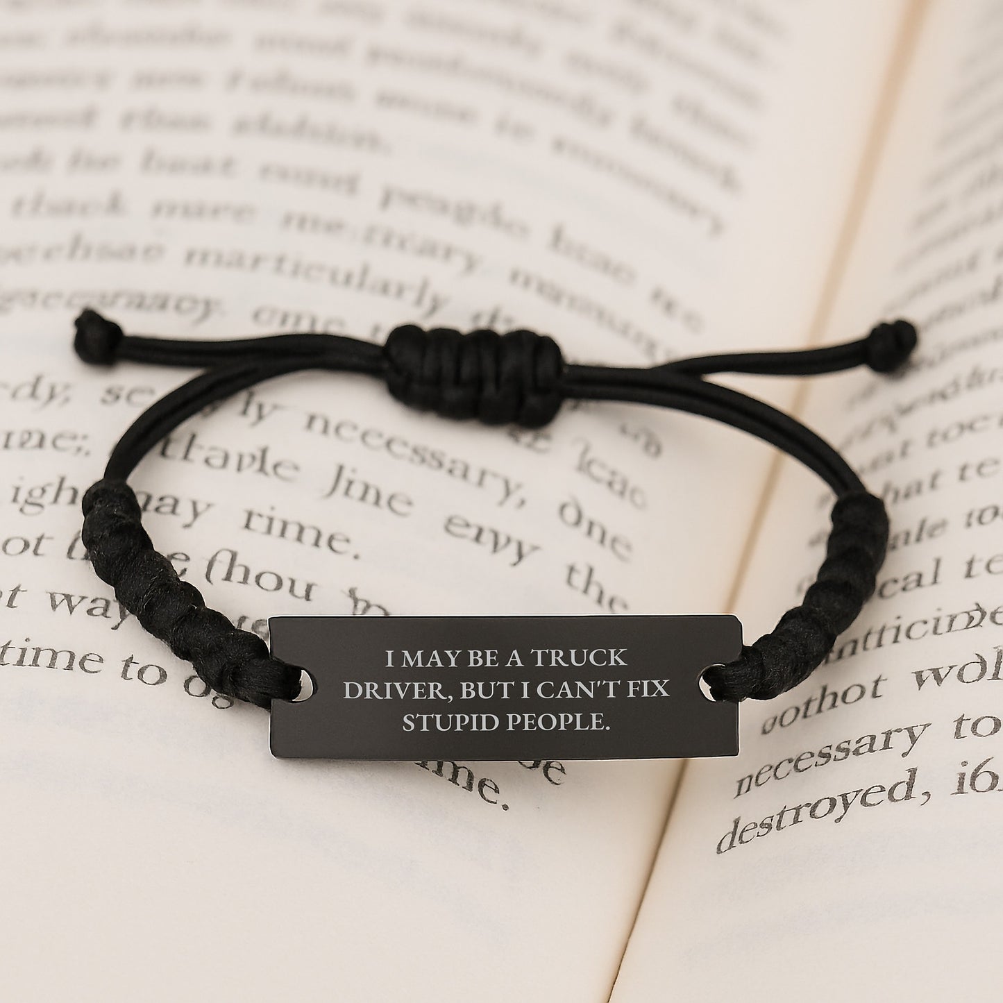 Funny Truck Driver Gifts from Friends for Graduation - Inspirational Rope Bracelet with Quote 'I May Be A Truck Driver, But', Adjustable Black Rope Jewelry - Image 3
