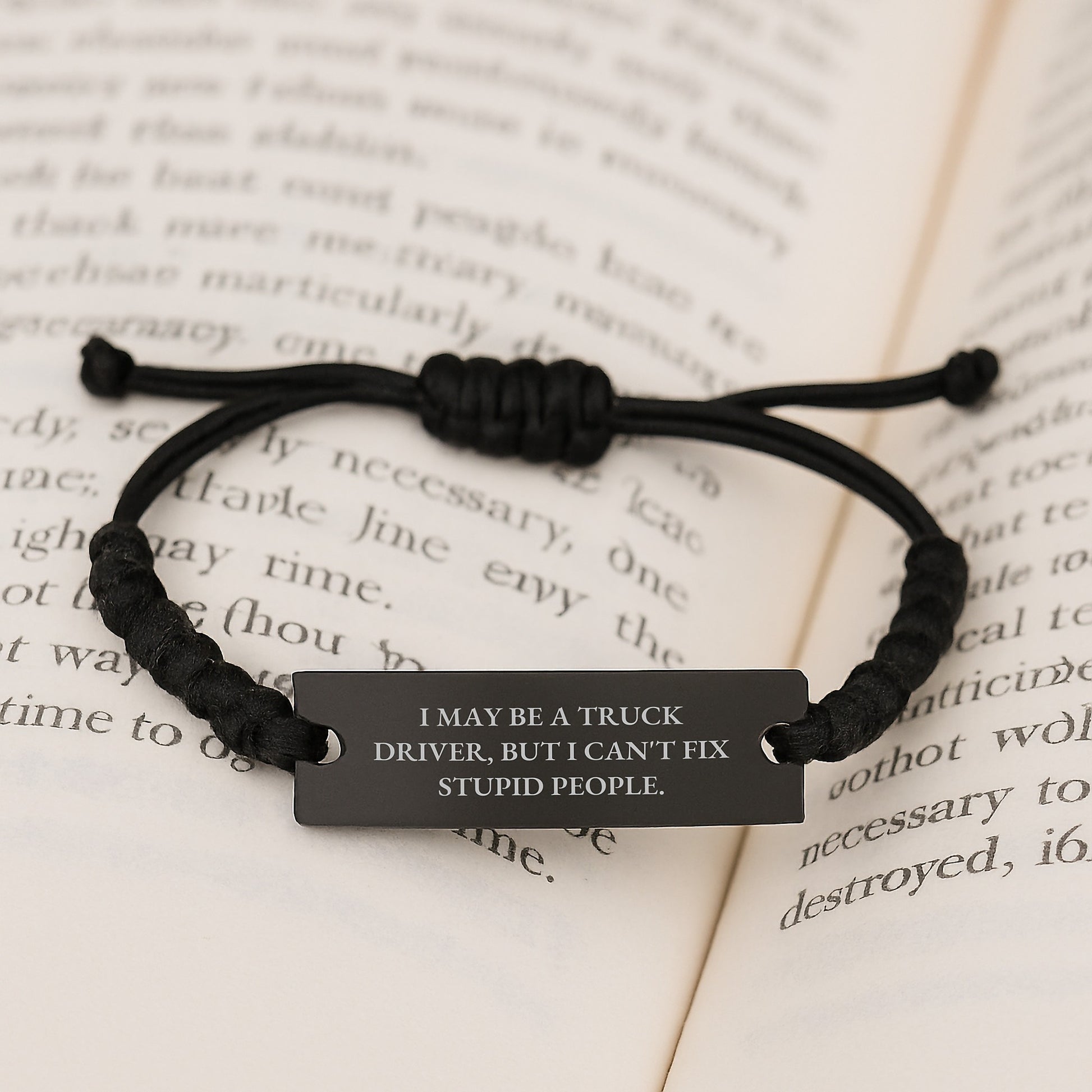 Funny Truck Driver Gifts from Friends for Graduation - Inspirational Rope Bracelet with Quote 'I May Be A Truck Driver, But', Adjustable Black Rope Jewelry - Image 3
