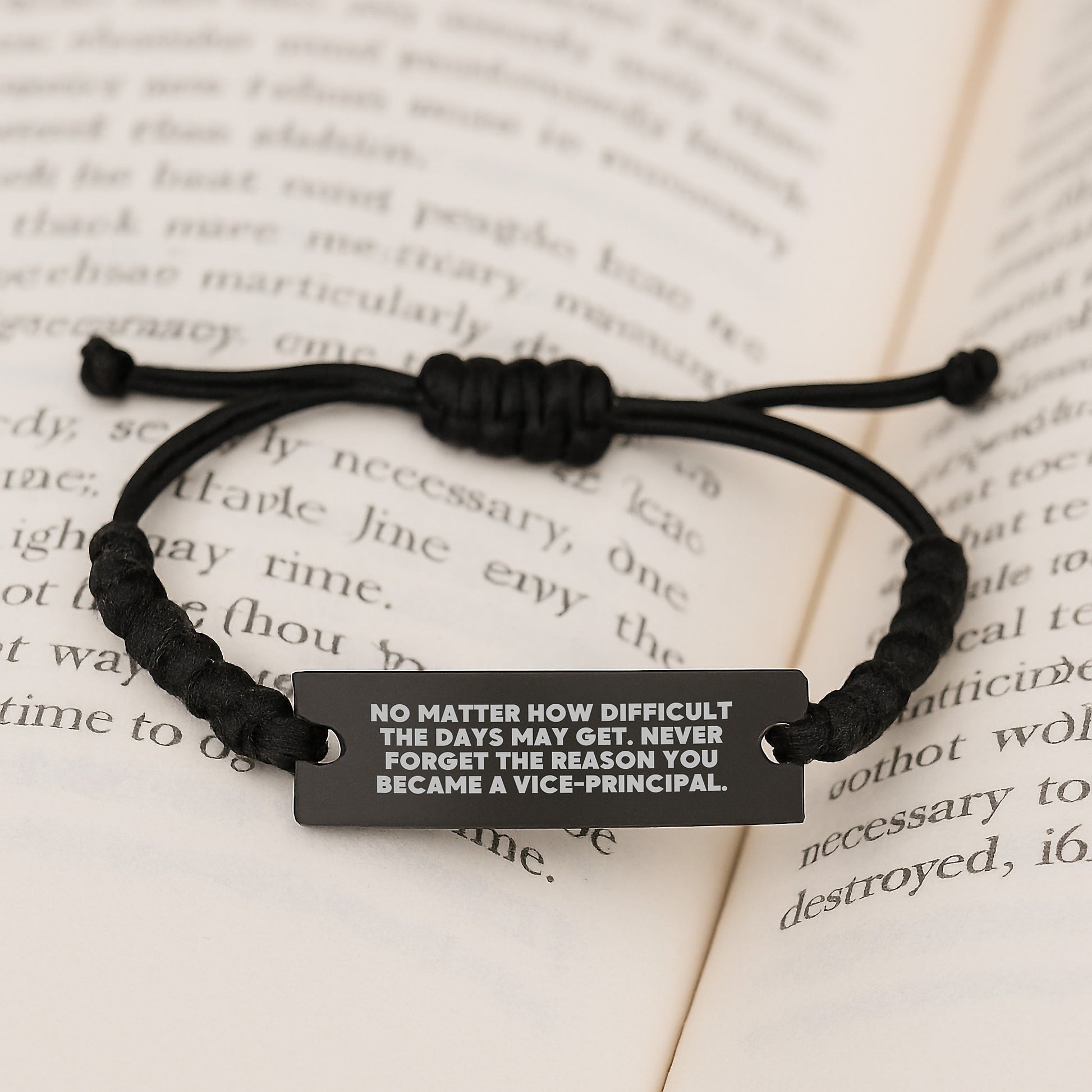 Vice-Principal Inspirational Gifts from Friends, Adjustable Rope Bracelet for Vice-Principal, Never Forget the Reason You Became a Vice-Principal, Unique Graduation Gifts - Image 3