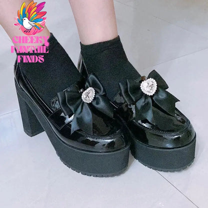 shoe charms pink black bow Designer clips for women's shoes lolita shoes accessories lady heart  heel shoes decorations Cheeky Fantail Finds