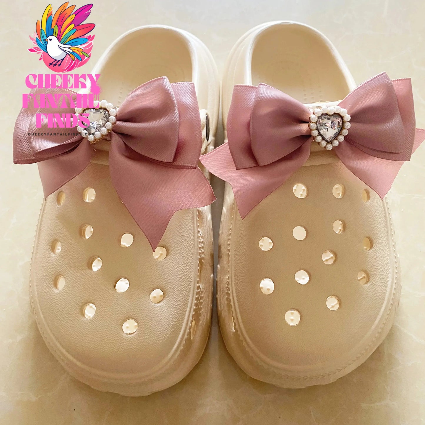 shoe charms pink black bow Designer clips for women's shoes lolita shoes accessories lady heart  heel shoes decorations Cheeky Fantail Finds