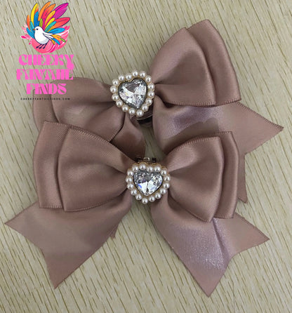 shoe charms pink black bow Designer clips for women's shoes lolita shoes accessories lady heart  heel shoes decorations Cheeky Fantail Finds