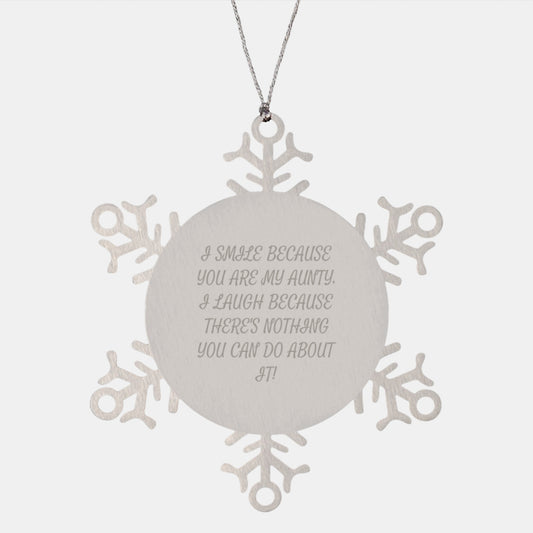 Funny Aunty Gifts, Snowflake Ornament with I Smile Because You Are My Aunty, Gift from Family to Aunty, Christmas Unique Presents - Image 1