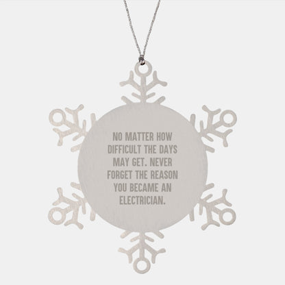 Electrician Gifts from Friends for Electricians - Snowflake Ornament with Inspirational Quote, Christmas Unique Gifts, Gifts from Friends to Electricians - Image 1