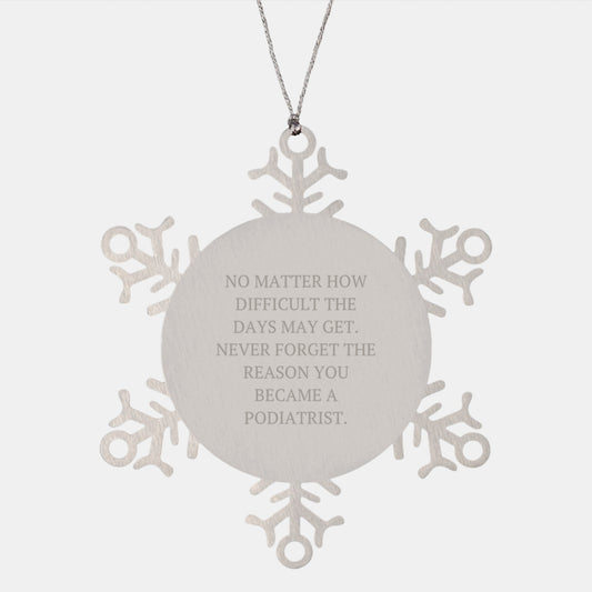 Inspirational Podiatrist Gifts from Friends, Snowflake Ornament, 'No Matter How Difficult The Days May Get. Never Forget The Reason You Became A Podiatrist.', Christmas Unique Gifts for Podiatrists - Image 1