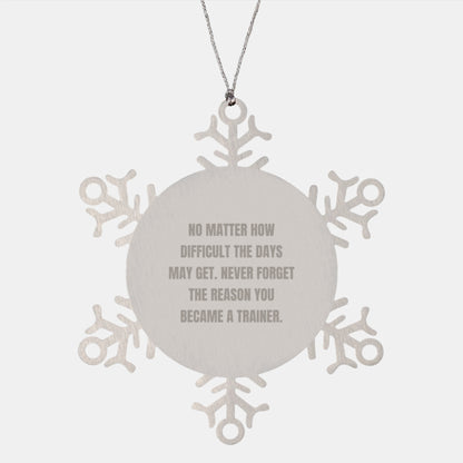 Trainer Inspirational Gifts from Friends to Men, Snowflake Ornament with Quote, Christmas Unique Gifts for Trainer - Image 1