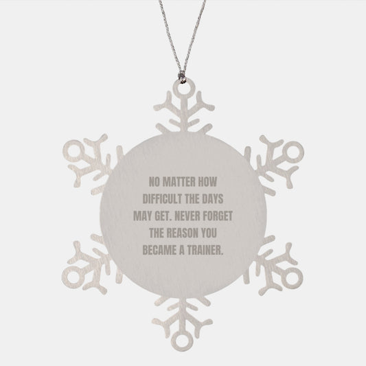 Trainer Inspirational Gifts from Friends to Men, Snowflake Ornament with Quote, Christmas Unique Gifts for Trainer - Image 1