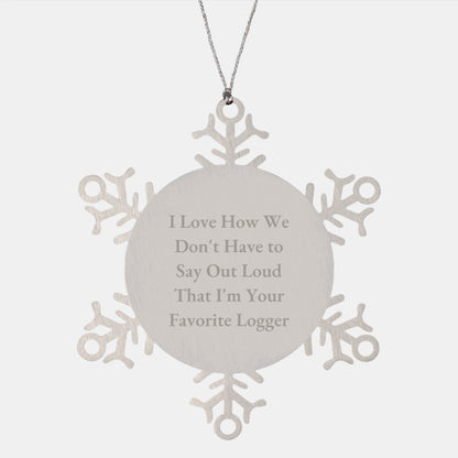 Funny Logger Gifts from Men to Favorite Logger Friends and Family, Snowflake Ornament for Christmas - Image 1